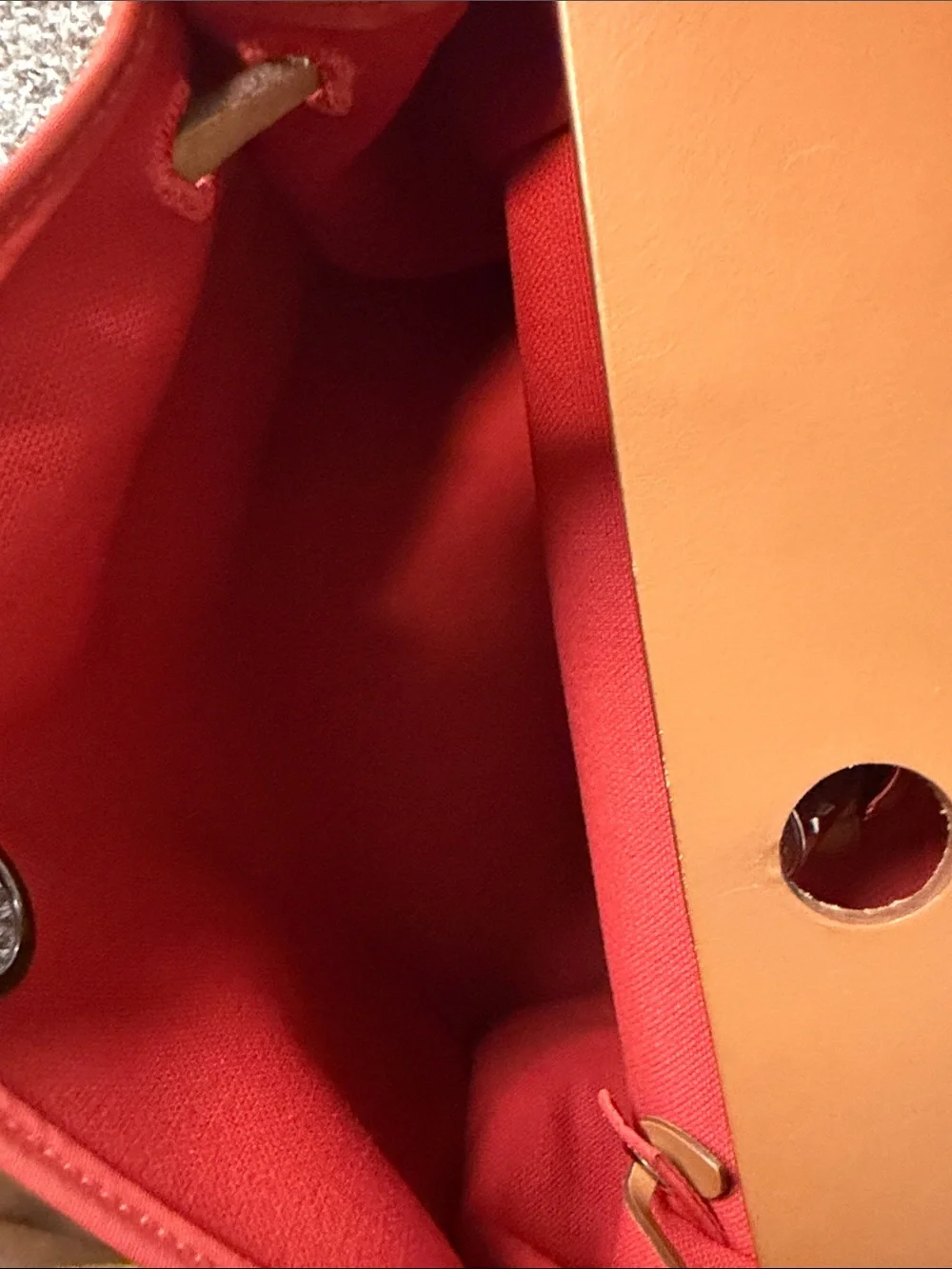 Hermes Red Canvas and Tan Leather Top-Handle Satchel